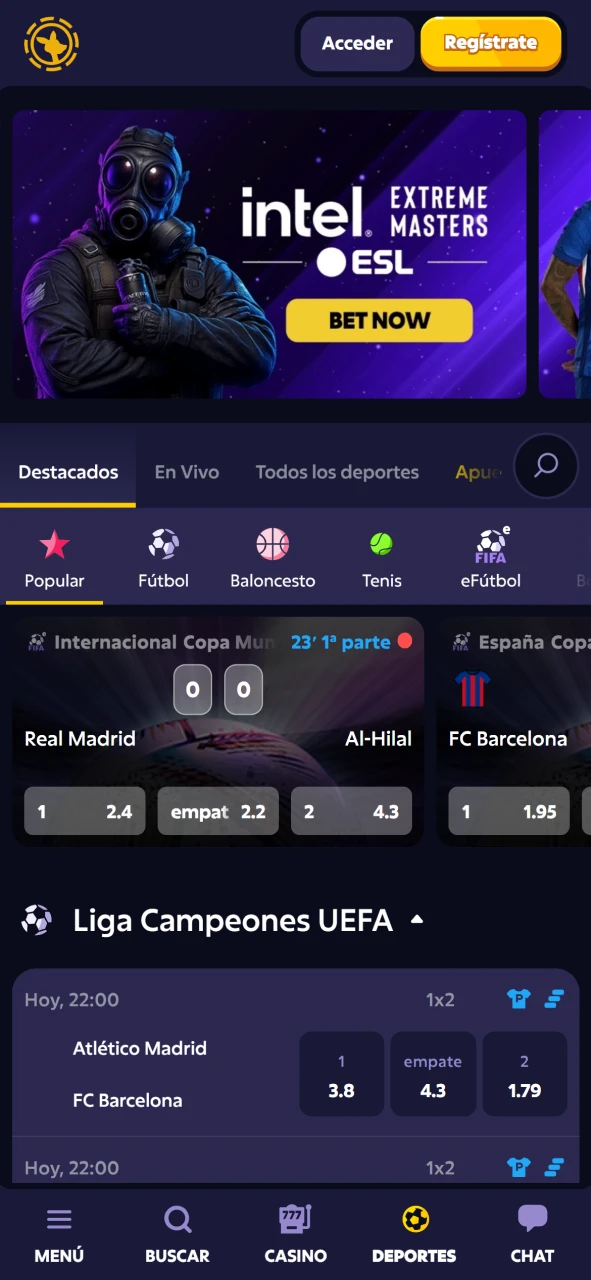 Apueste desde su celular usando el portal deportivo oficial Roobet.