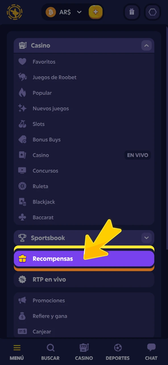 Active su bono de bienvenida en el sitio web oficial Roobet.