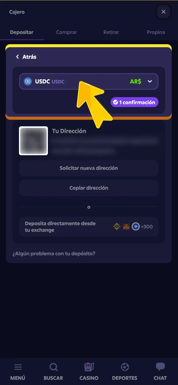 Realice una carga de fondos en el cajero oficial de Roobet