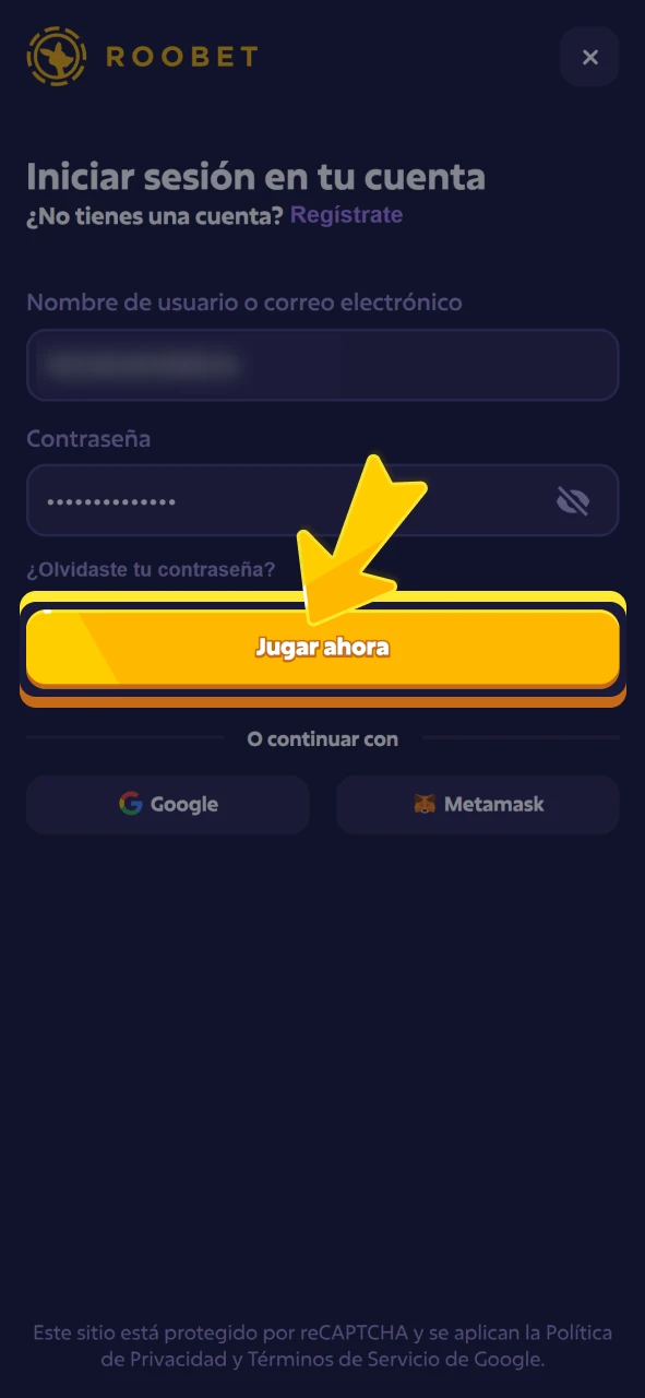 Acceda a su cuenta personal desde el portal oficial de Roobet.