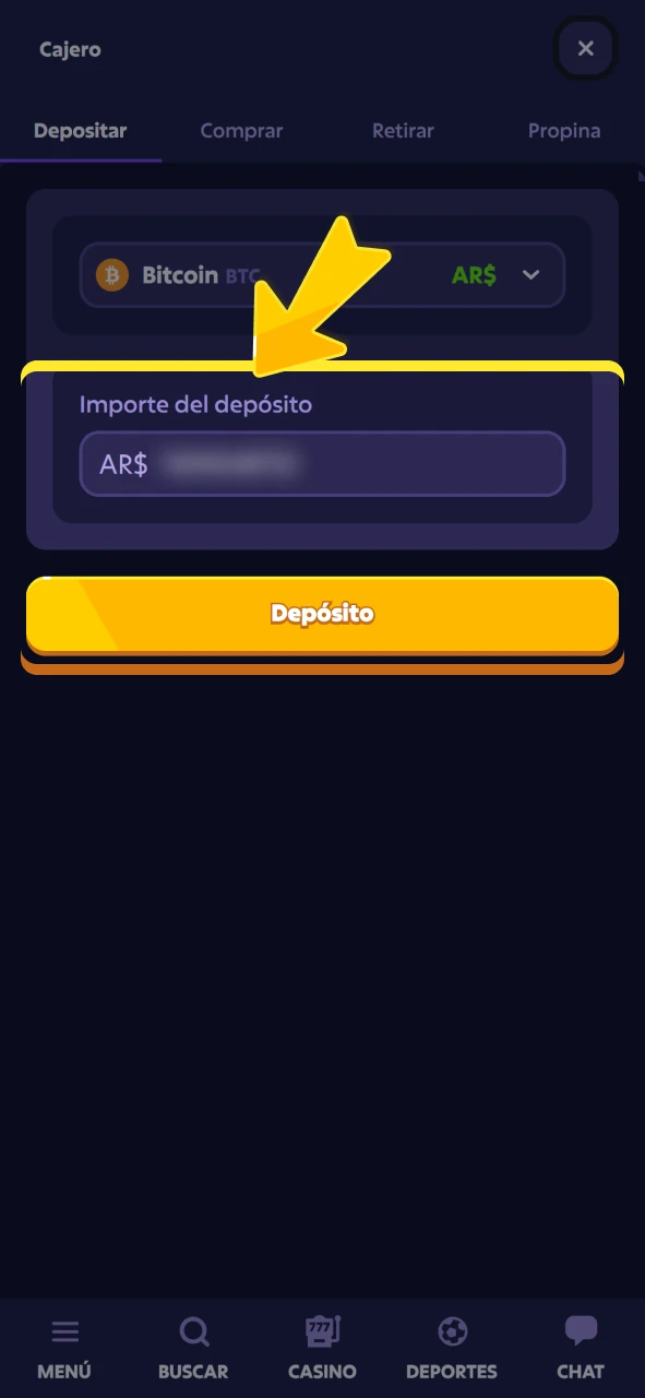Confirme el monto del depósito en la cuenta oficial de Roobet.