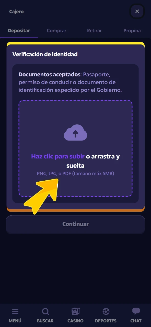 Valide su cuenta personal dentro del sistema oficial de Roobet.