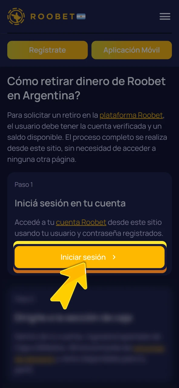 Inicie sesión en su cuenta dentro del sitio oficial de Roobet.