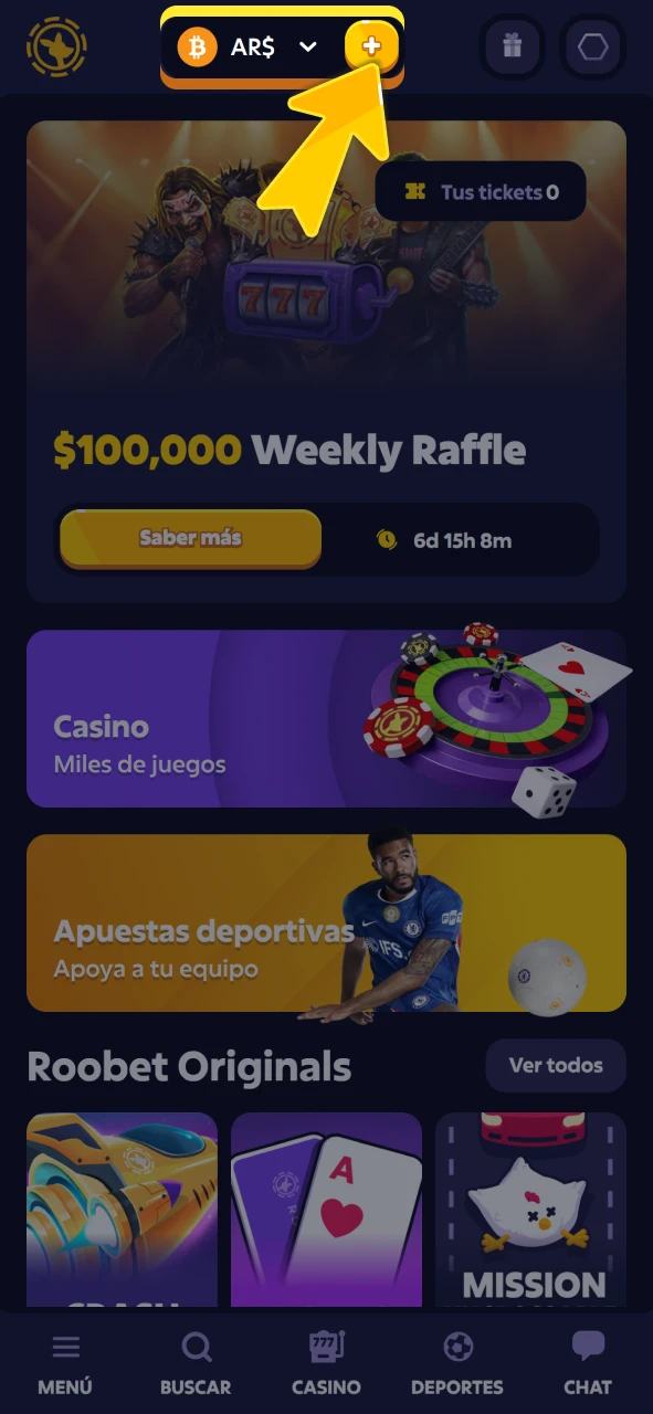 Deposite fondos para jugar slots en el sitio oficial de Roobet.