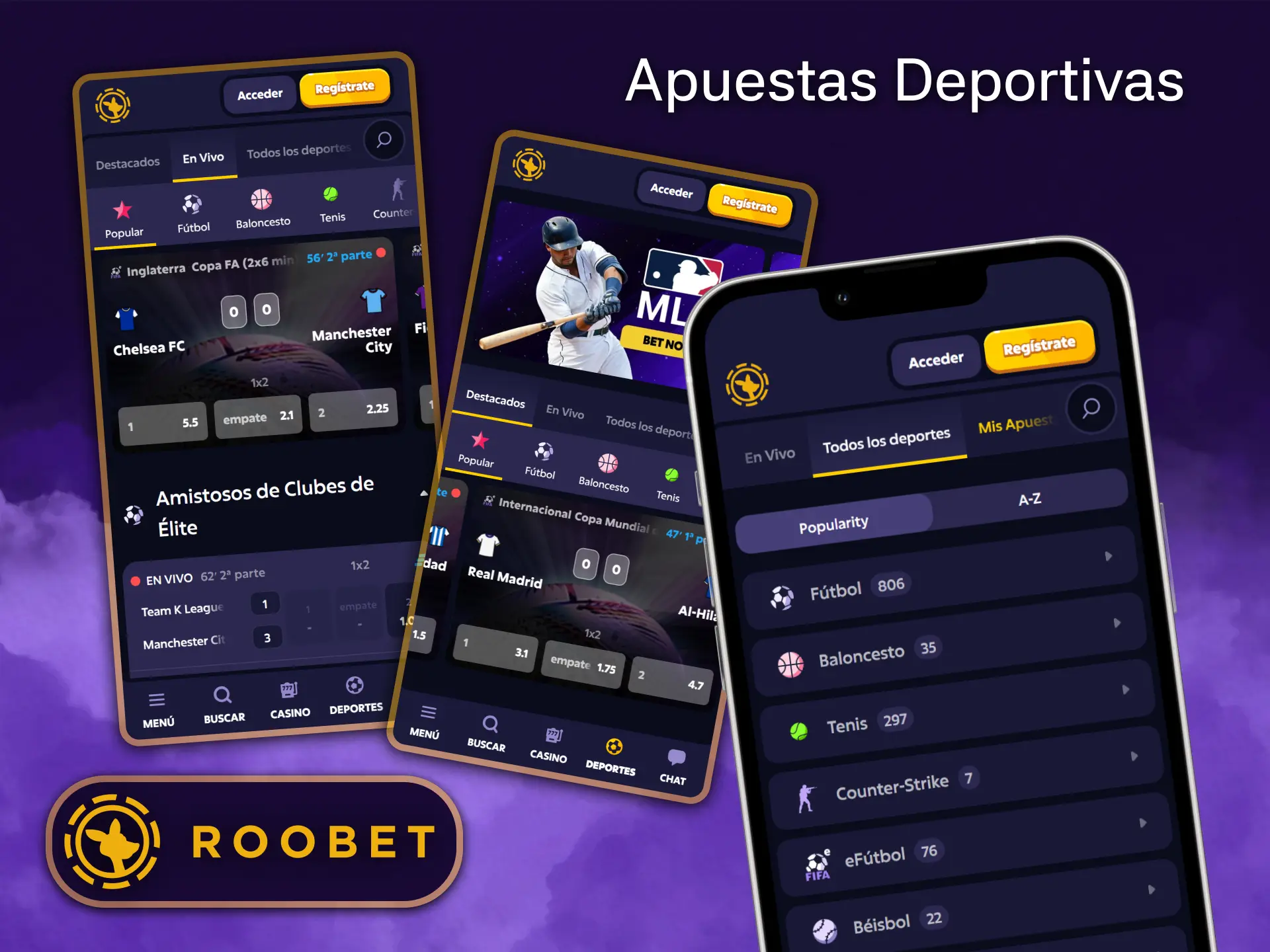 Disfruta de la mejor cobertura de apuestas deportivas móviles con la aplicación Roobet.