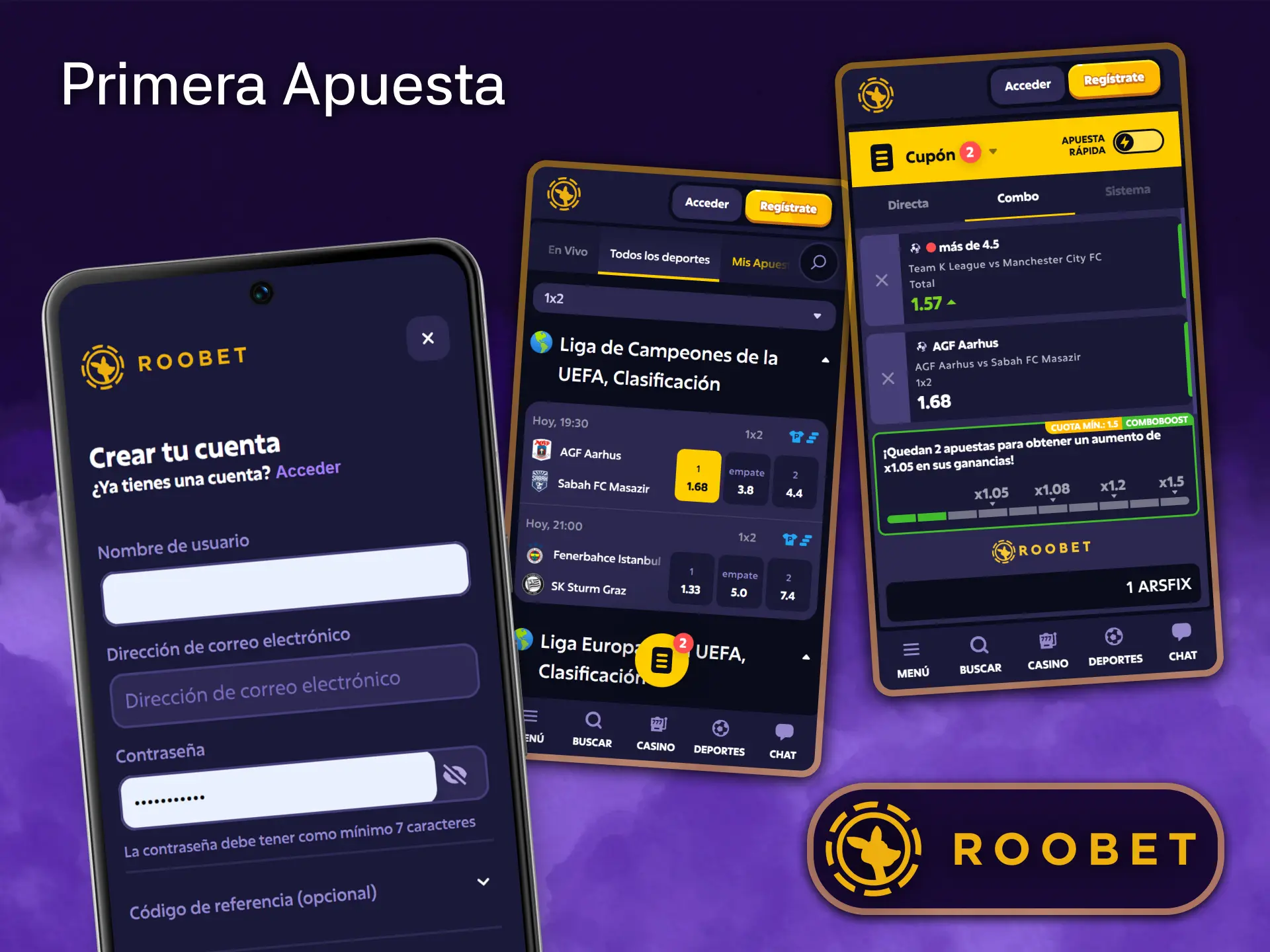Realiza tu primera apuesta deportiva de forma rápida y sencilla en Roobet.