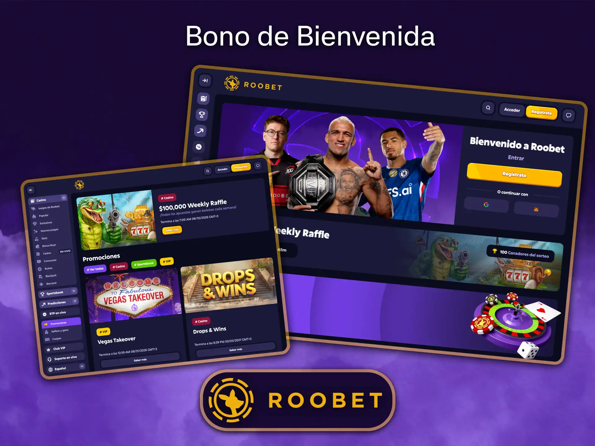 Comienza tu aventura con un increíble bono de bienvenida para nuevos usuarios de Roobet Casino.