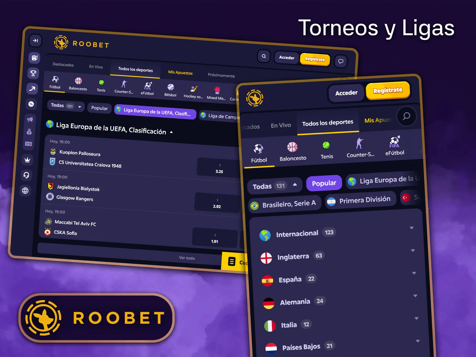 En Roobet encontrarás las mejores cuotas en los principales torneos y ligas de fútbol.