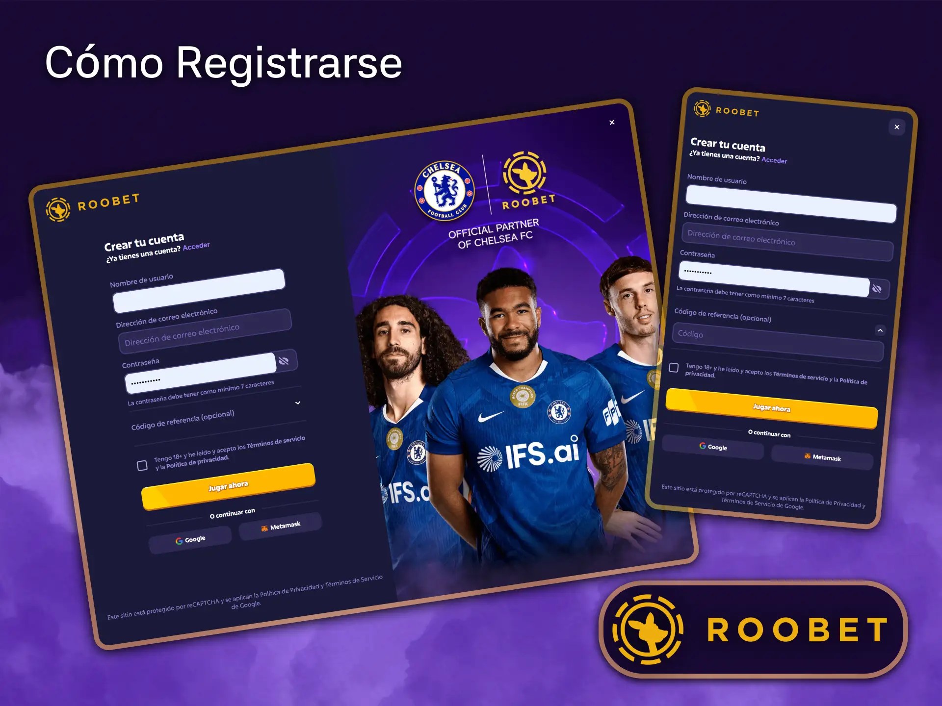 Simplemente regístrate en la plataforma Roobet y disfruta de un entretenimiento online rápido y seguro.