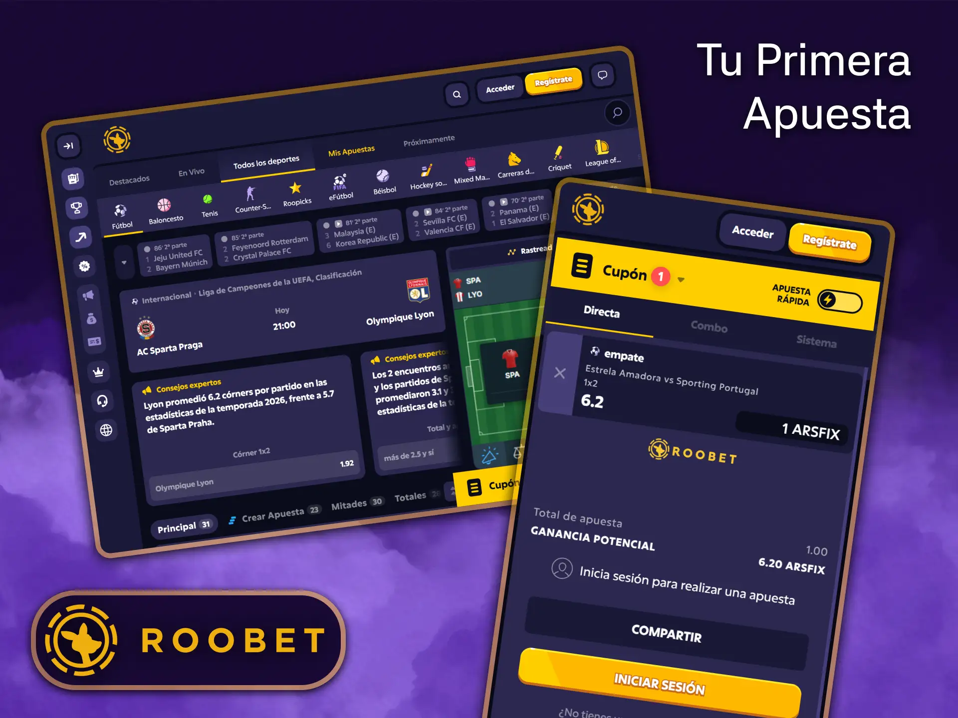 Realiza tu primera apuesta deportiva con las cuotas más competitivas que ofrece Roobet.