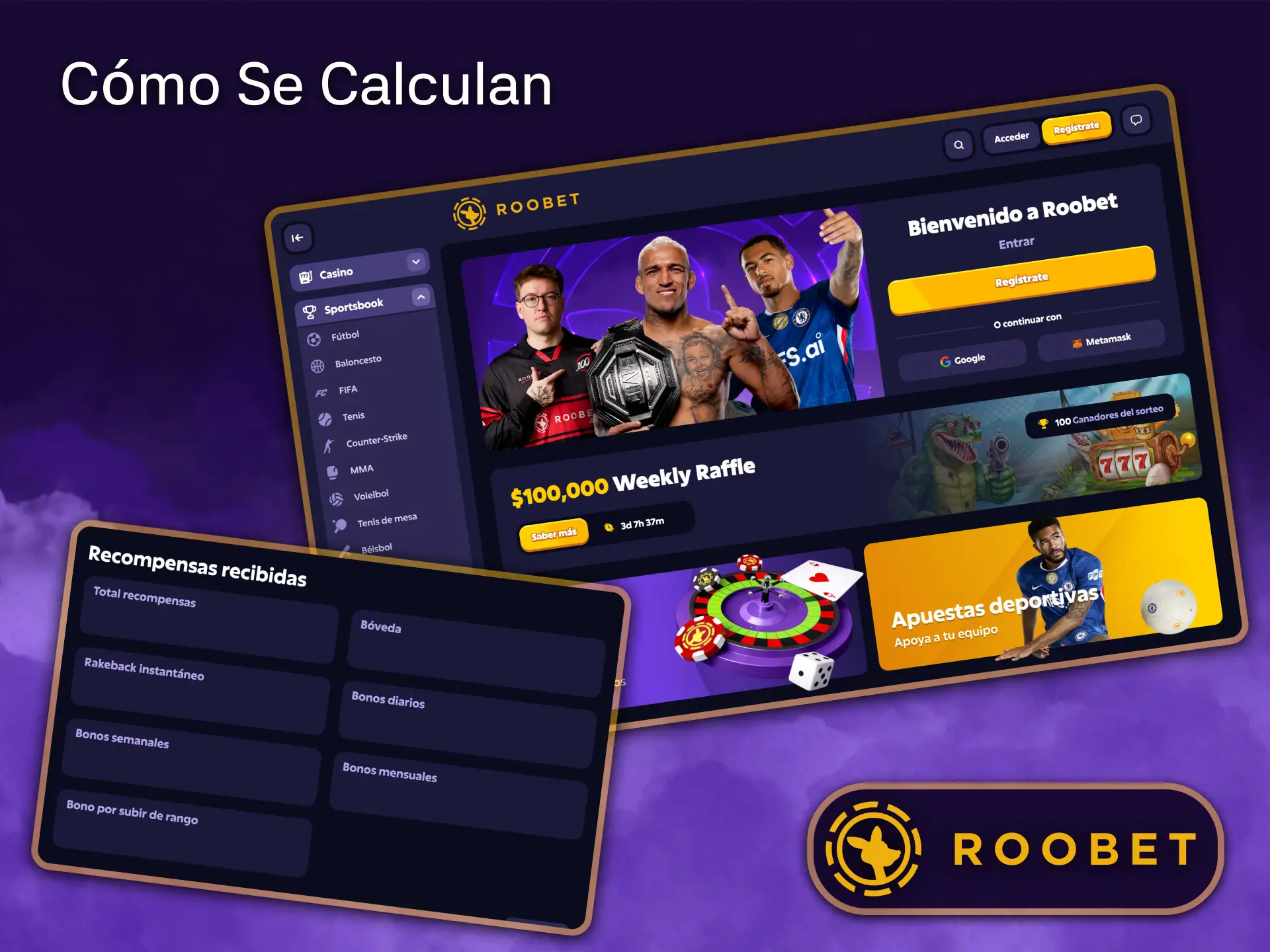 Obtén rakeback instantáneo y bonos transparentes calculados en función de tu rendimiento en Roobet.