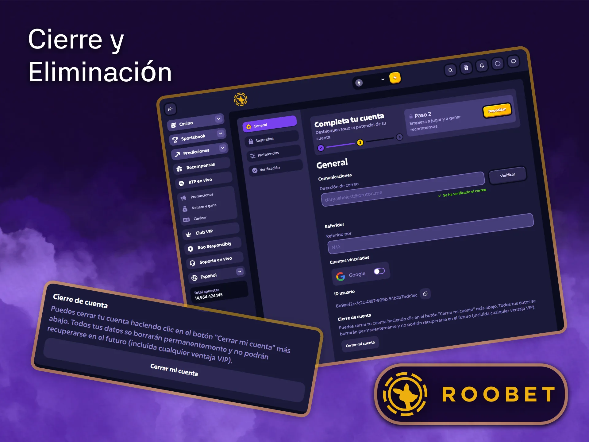 Roobet garantiza un control total sobre tu cuenta con una gestión clara y ajustes de privacidad precisos.