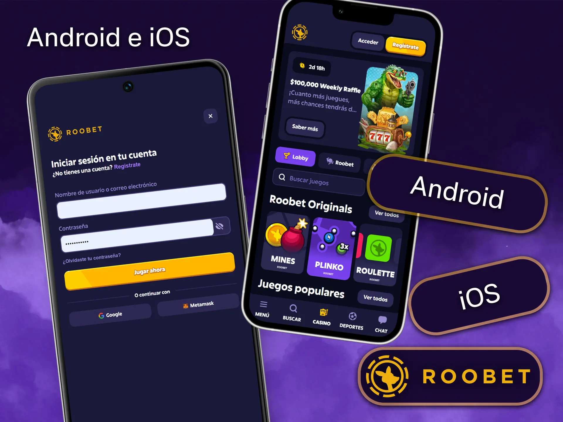 Disfruta de las mejores apuestas descargando la aplicación Roobet en Android e iOS.