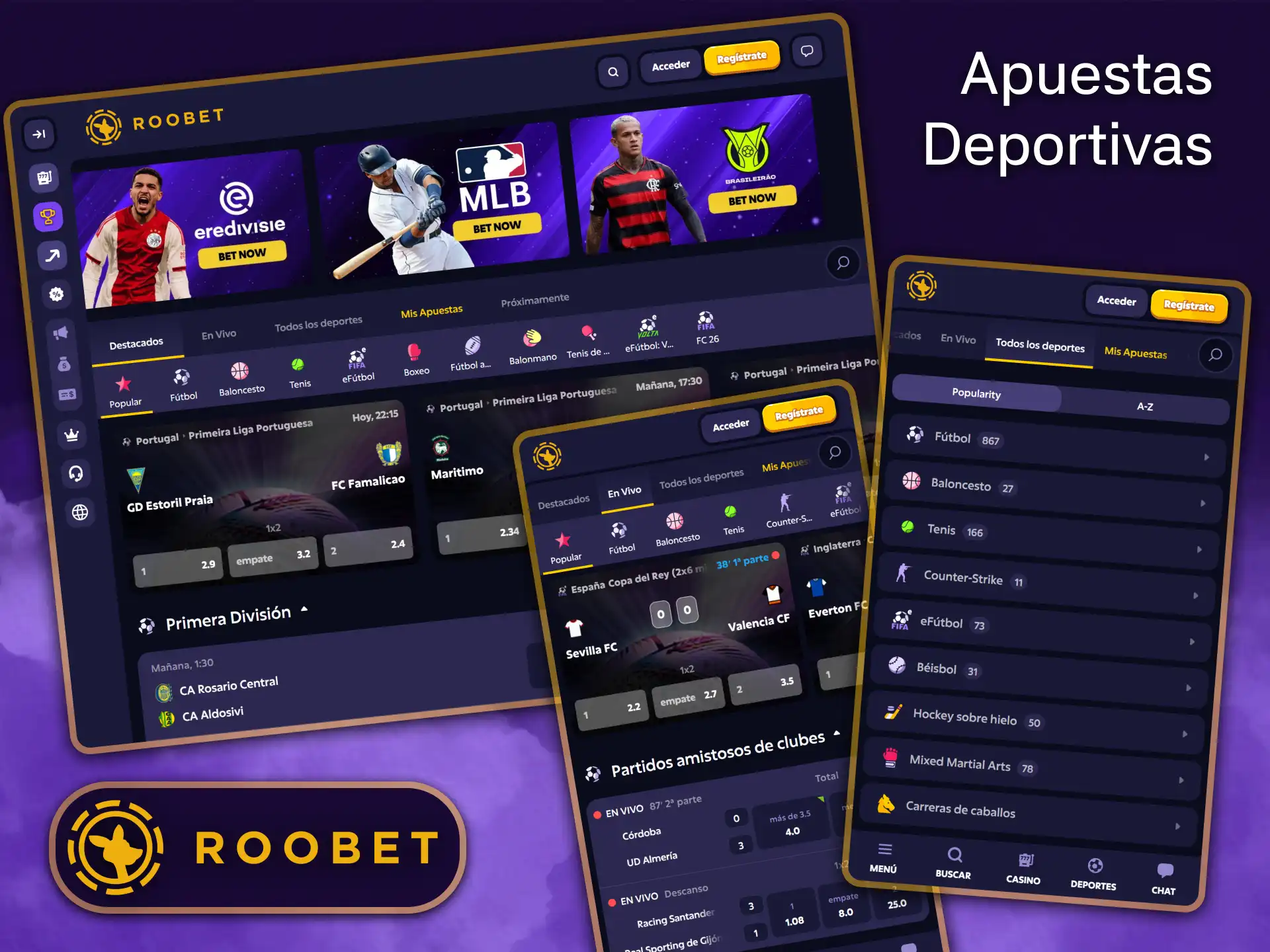 Aprovecha la cobertura integral de eventos y las mejores cuotas en Roobet.