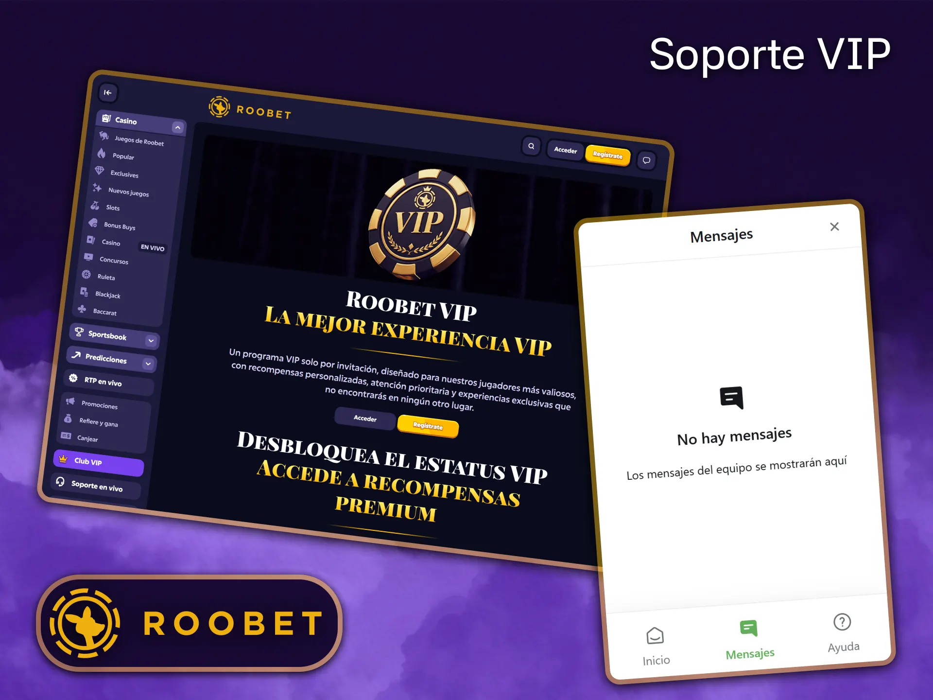 Disfruta de un servicio de atención al cliente prioritario y personalizado con el Soporte VIP de Roobet.