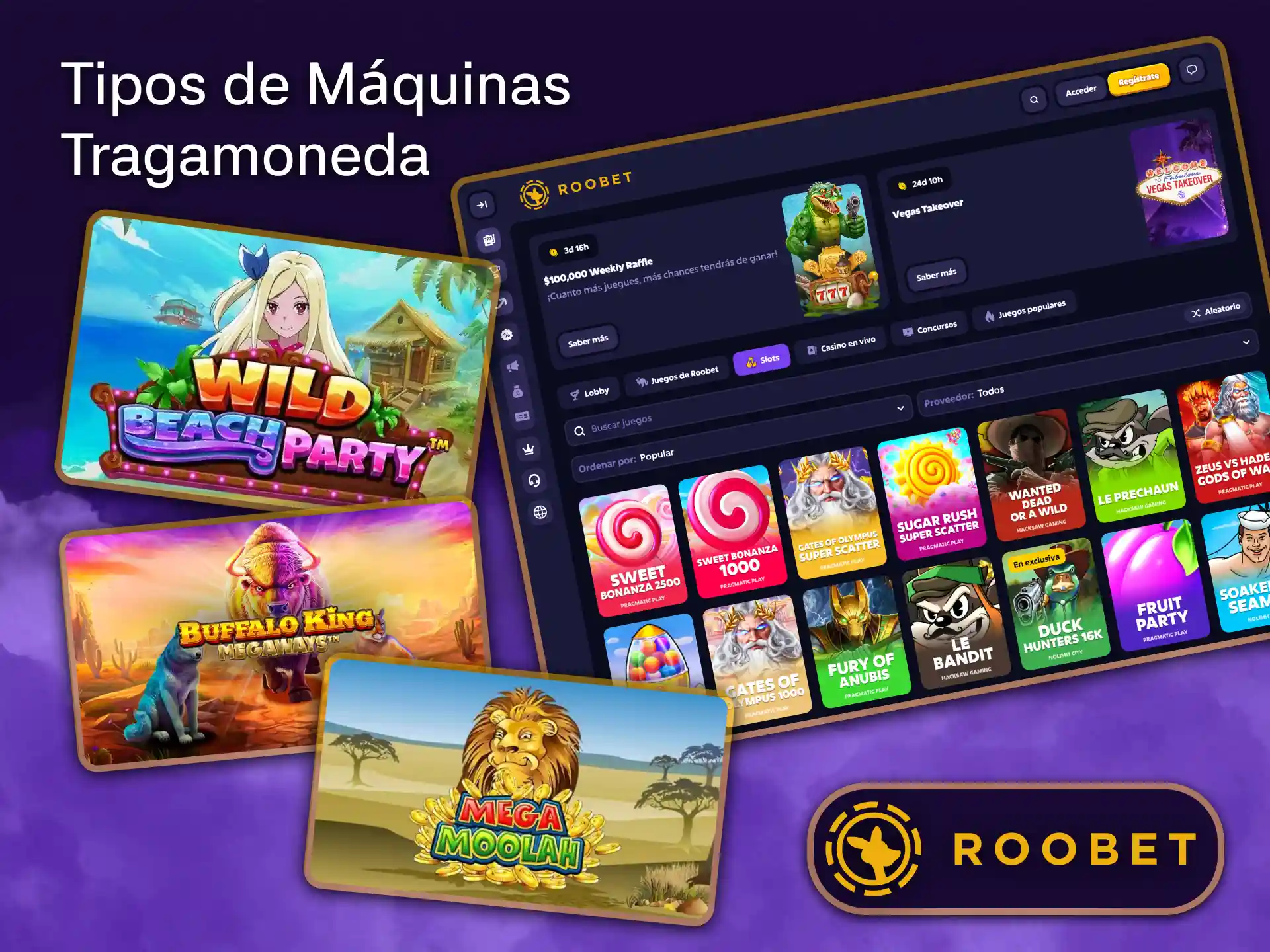 Descubre la enorme variedad de estilos de juegos de tragamonedas disponibles en la plataforma Roobet.